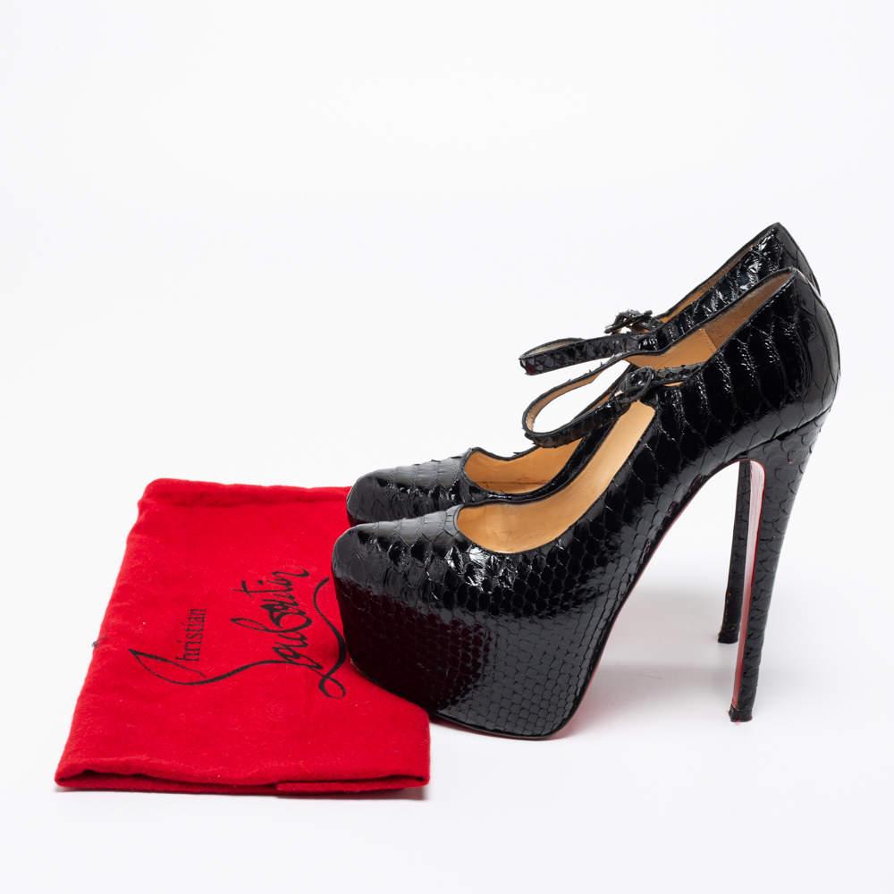 Christian Louboutin Black Python Lady Daf Mary Jane Pumps Size 39.5 For Sale 5