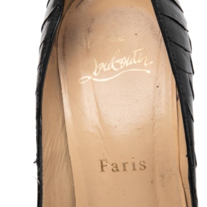 Christian Louboutin Black Python Lady Peep Toe Platform Pumps Size 35 2