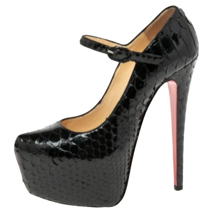 Christian Louboutin Black Python Leather Daffodile Pumps Size 36 For Sale