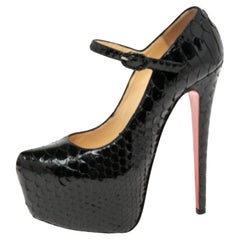 Christian Louboutin Black Python Leather Daffodile Pumps Size 36