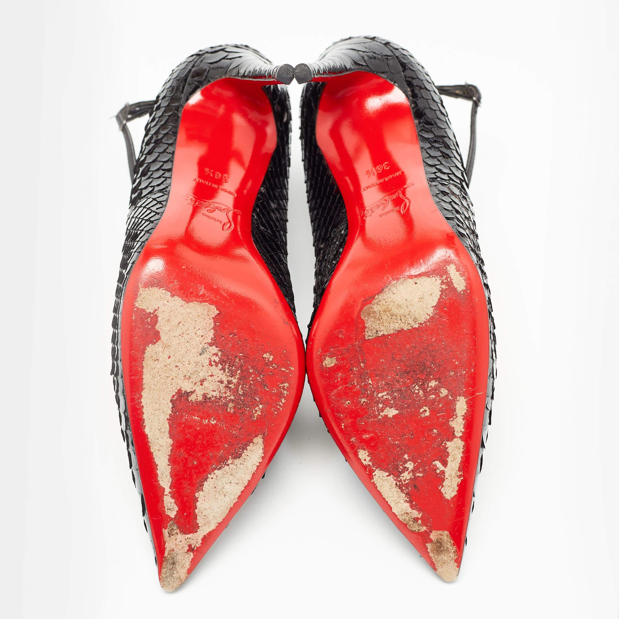 Christian Louboutin Escarpins Vampydoly en cuir python noir Taille 36.5 en vente 3