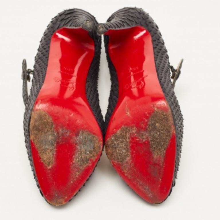 Christian Louboutin Schwarz Python Mary Jane Pumps Größe 38.5 im Angebot 6