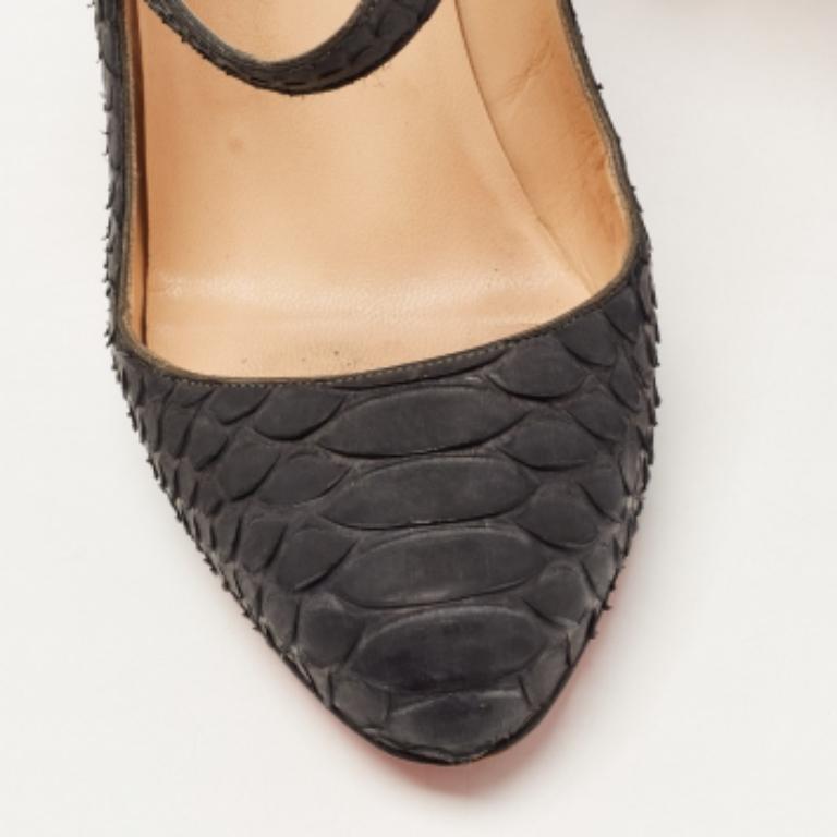 Christian Louboutin Schwarz Python Mary Jane Pumps Größe 38.5 Damen im Angebot
