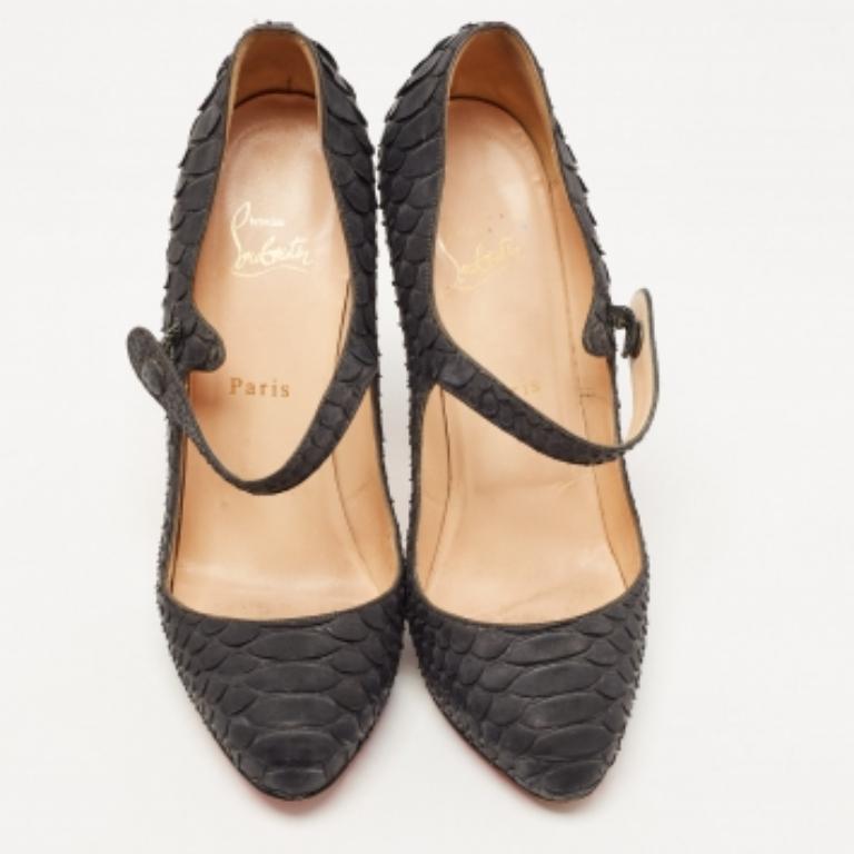 Christian Louboutin Schwarz Python Mary Jane Pumps Größe 38.5 im Angebot 3