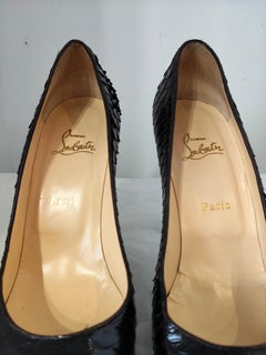 Christian Louboutin Black Python Skin Décolleté Shoes, Size 40, Unisex