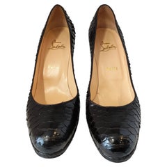 Christian Louboutin Black Python Skin Décolleté Shoes, Size 40, Unisex
