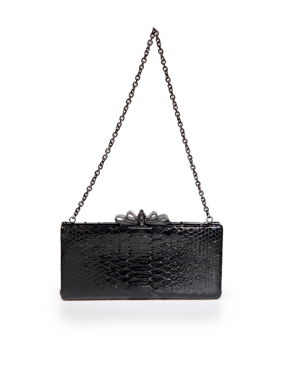 Christian Louboutin Black Python Sweet Charity Clutch In Excellent Condition For Sale In London, GB