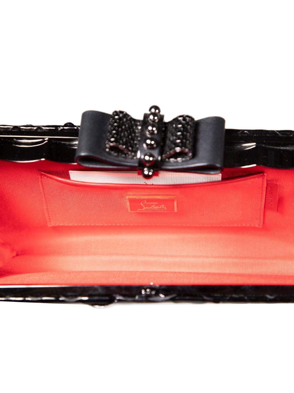 Christian Louboutin Black Python Sweet Charity Clutch For Sale 1