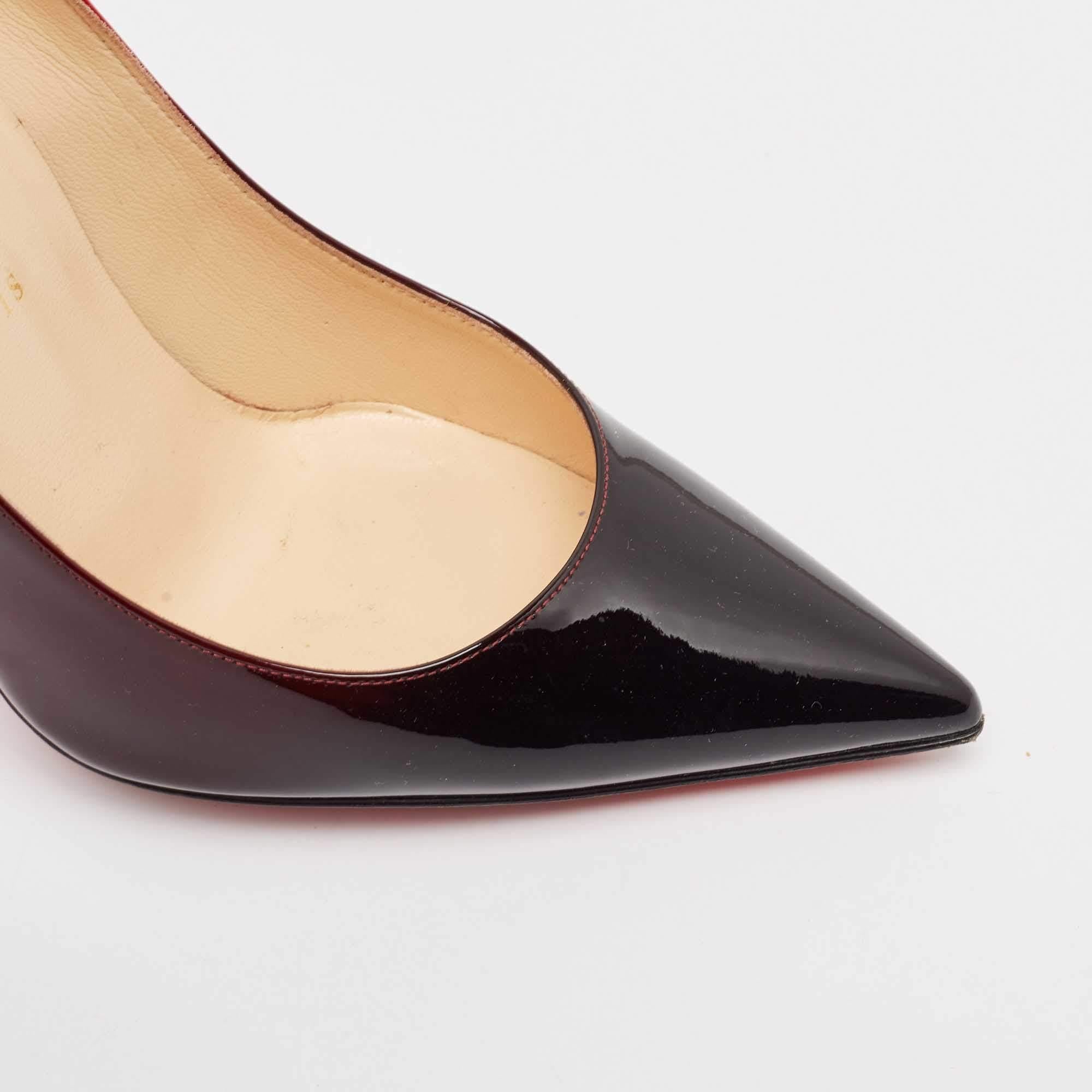 Christian Louboutin Black/Red Degrade Patent Leather Decollete Pumps Size 37.5 2