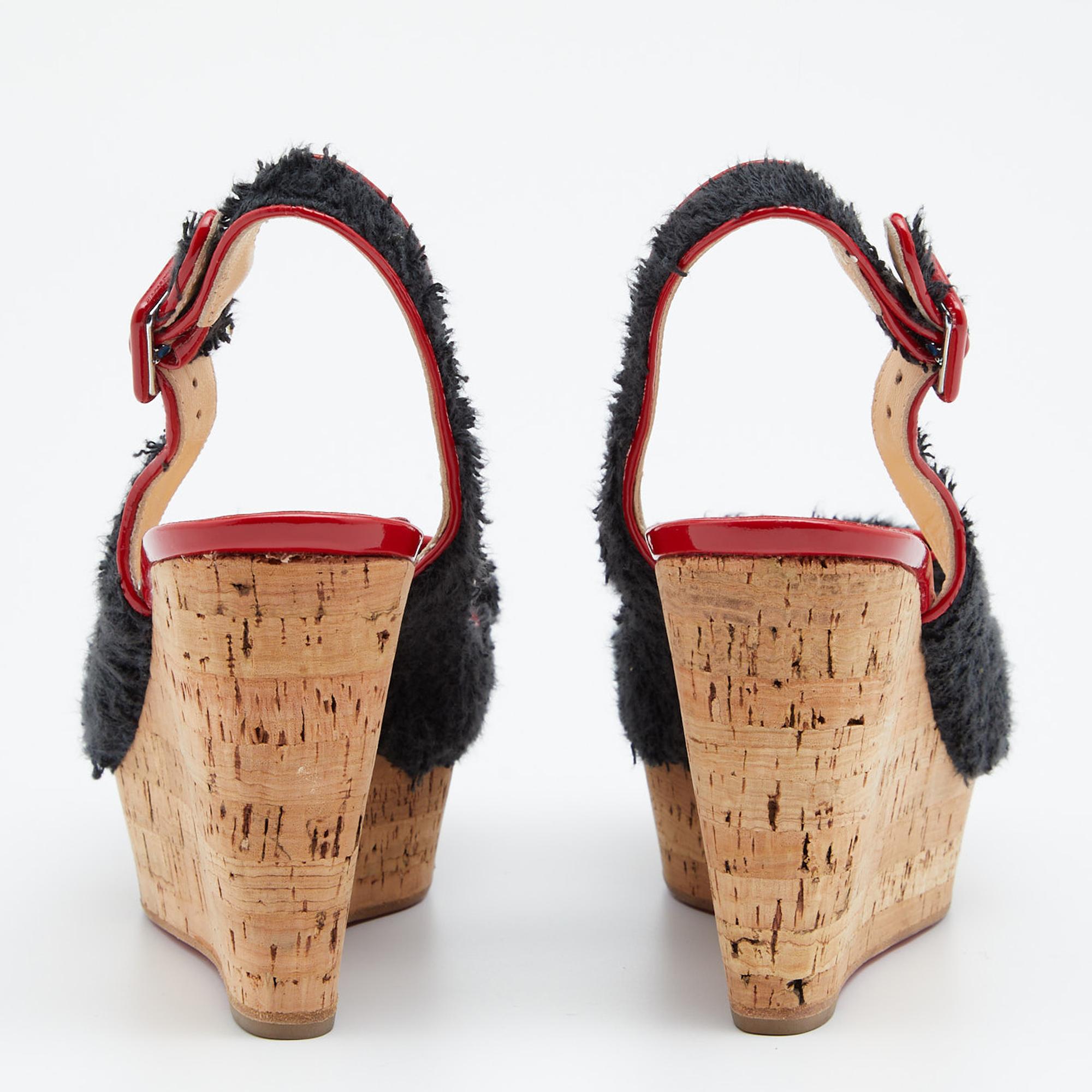black and red wedge heels