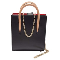 Christian Louboutin Black/Red Leopard Print Patent and Leather Nano Paloma Tote