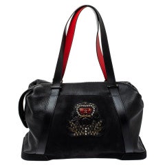 Christian Louboutin Black/Red Nubuck and Leather Bagdamon Duffle Bag
