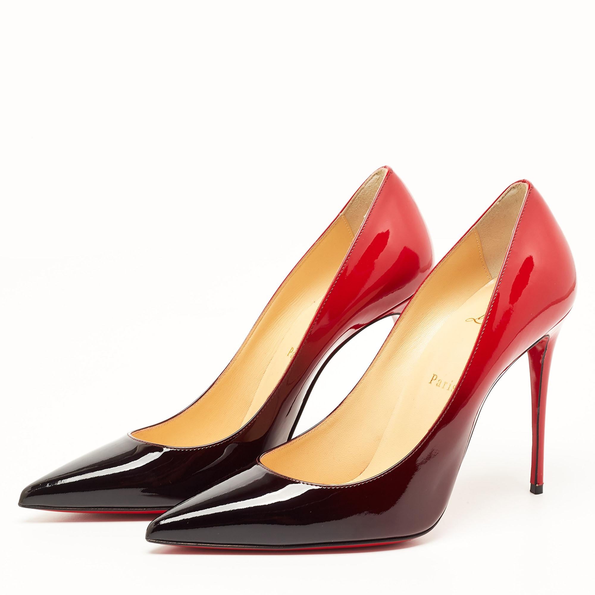 Christian Louboutin Black/Red Ombre Patent Leather Kate Pumps Size 39.5 1