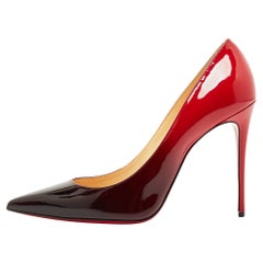 Christian Louboutin Black/Red Ombre Patent Leather Kate Pumps Size 39.5