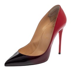 Christian Louboutin Black/Red Patent Leather Pigalle Follies Pumps Size 38