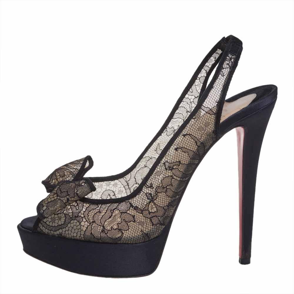 Christian louboutin black lace heels cheap