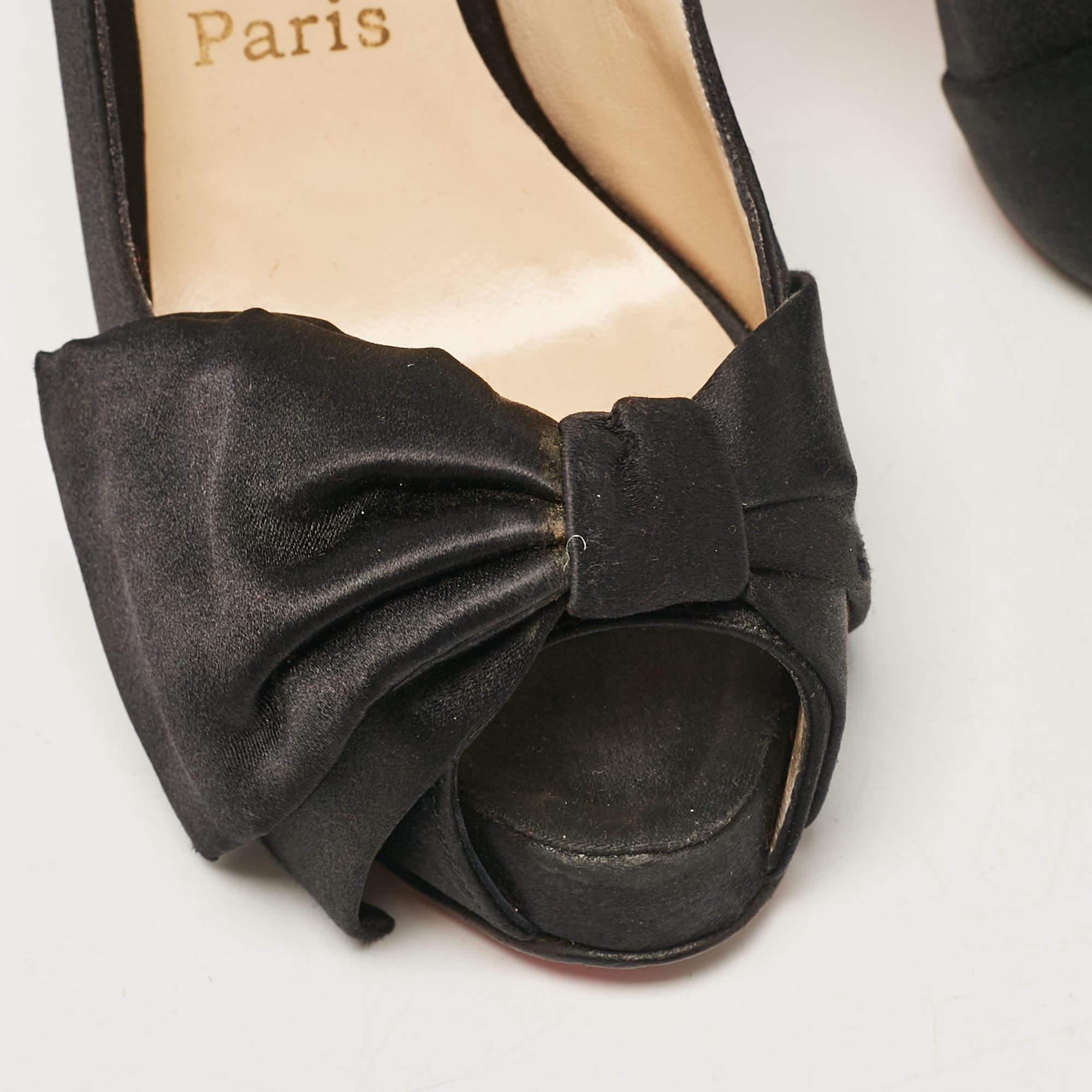 Christian Louboutin - Décolleté con fiocco in raso nero Taglia 36 in vendita 2
