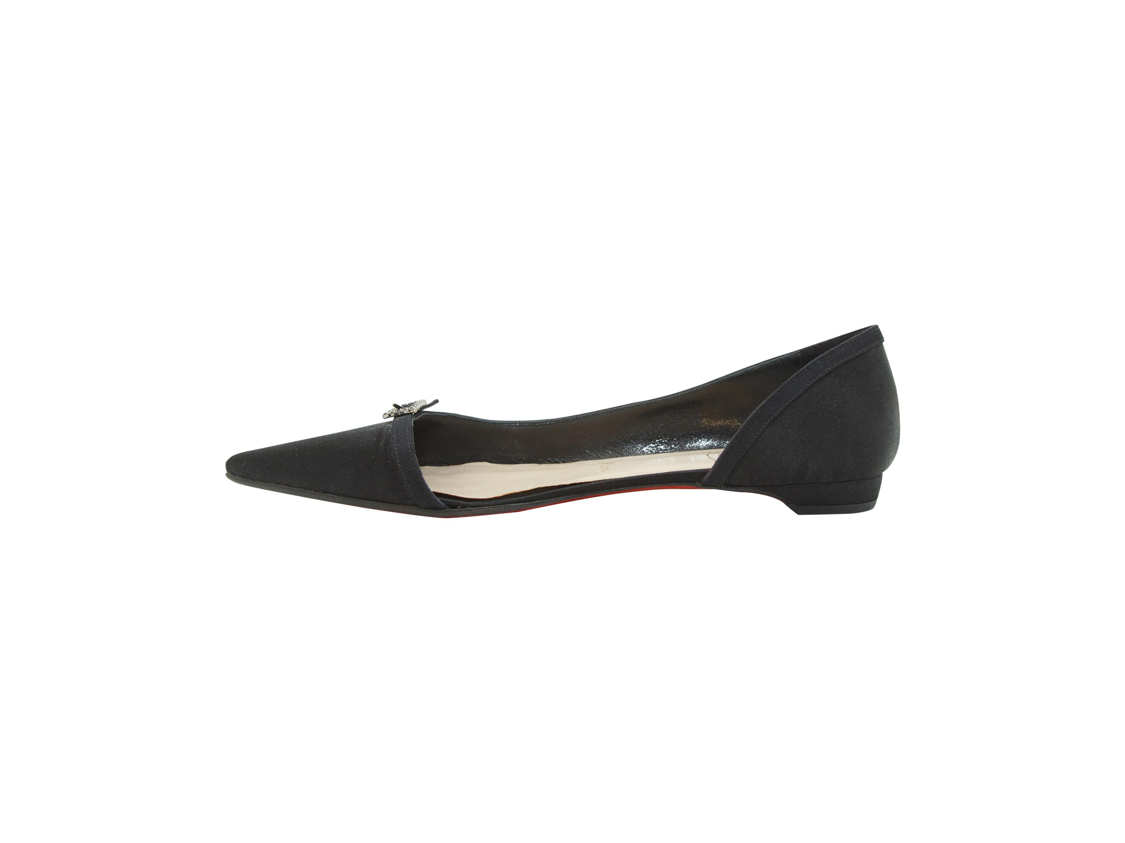 Women's Christian Louboutin Black Satin d'Orsay Flats