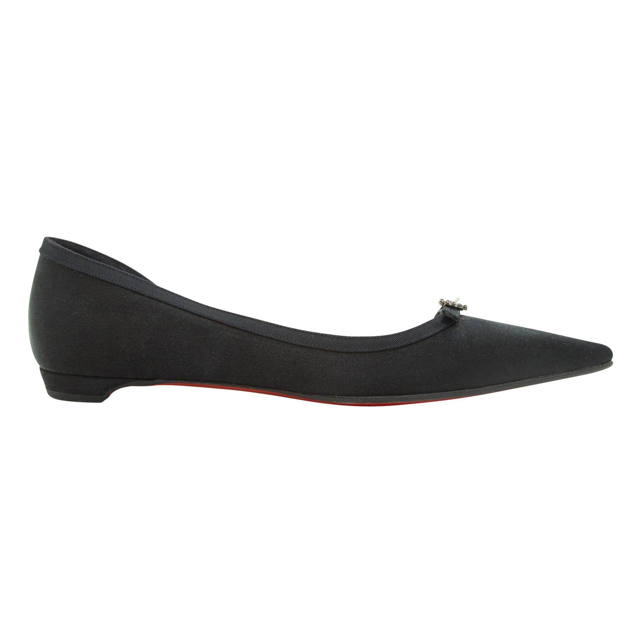 Christian Louboutin Black Satin d
Orsay Flats