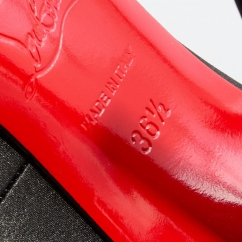 Christian Louboutin Negro Satén y Tela Angelique Bow Peep Toe Bombas Tamaño 36.5 en venta 4