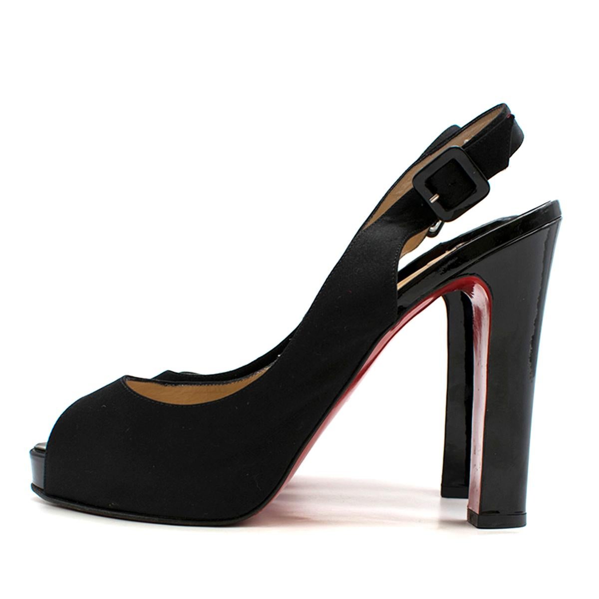 Women's Christian Louboutin Black Satin High-heeled Sandals US 10.5