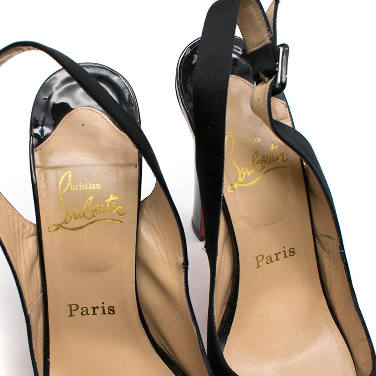 Christian Louboutin Black Satin High-heeled Sandals US 10.5 2