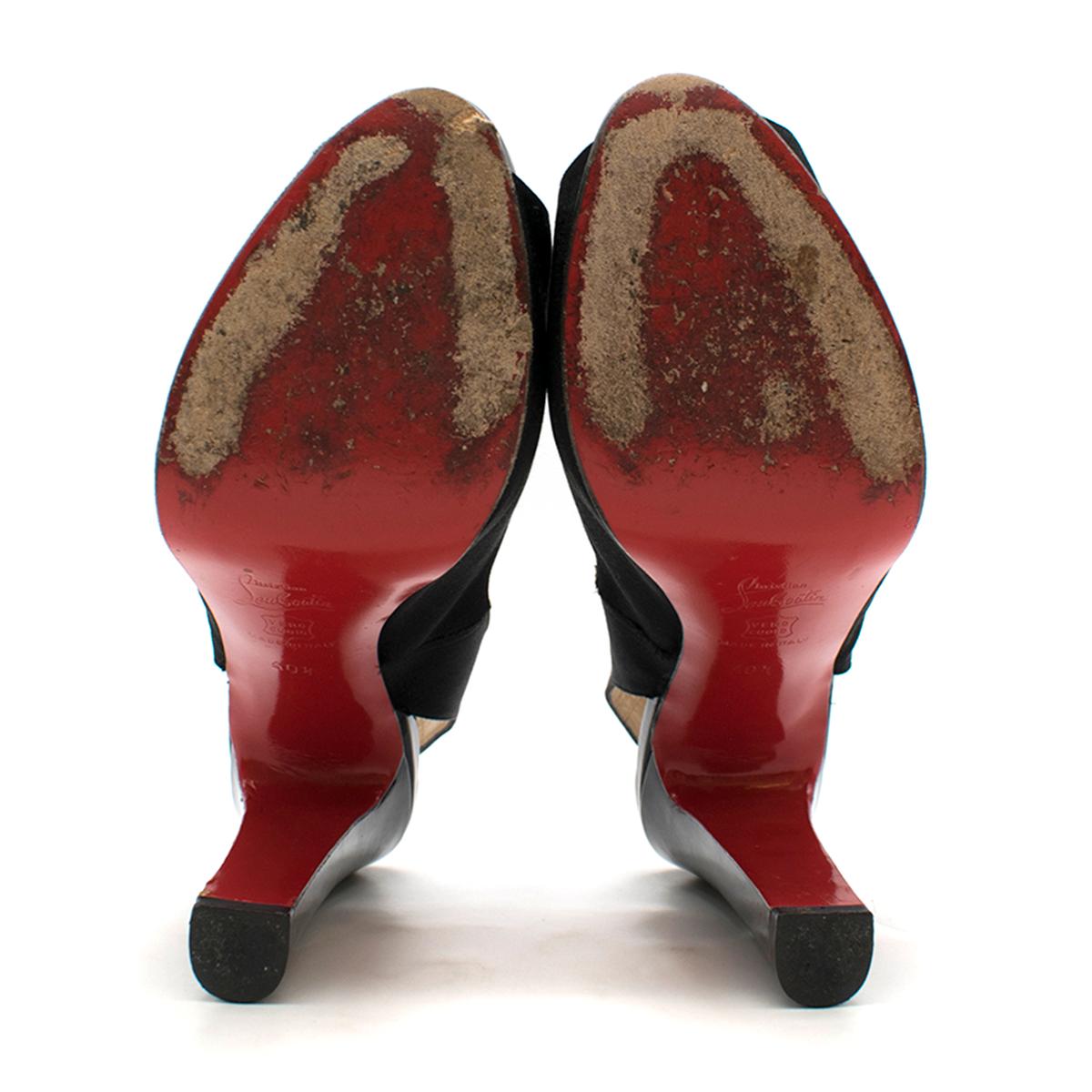 Christian Louboutin Black Satin High-heeled Sandals US 10.5 3