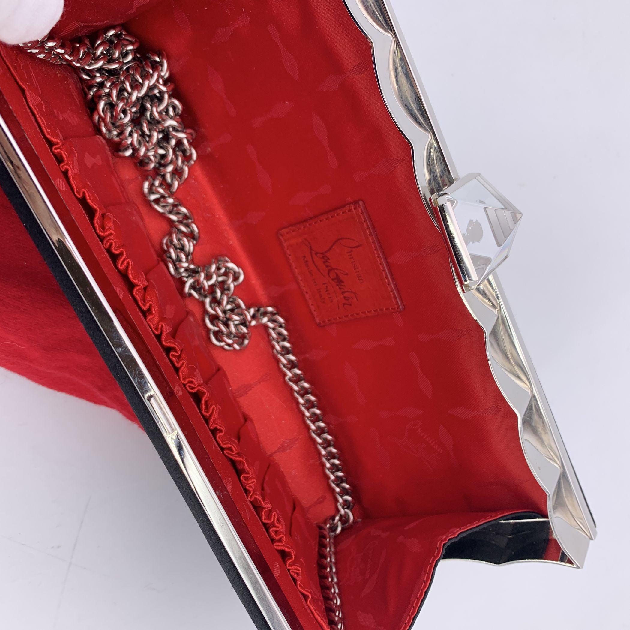 Christian Louboutin Pochette de soirée en satin noir Keops avec chaîne Pour femmes en vente