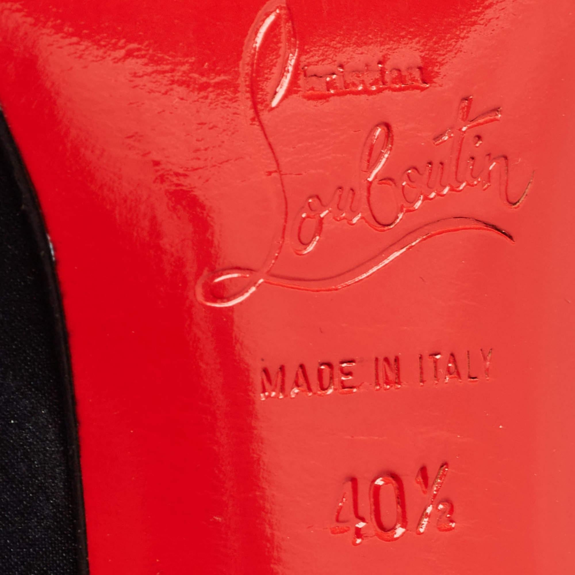 Christian Louboutin Black Satin Peep Toe Pumps Size 40.5 For Sale 2