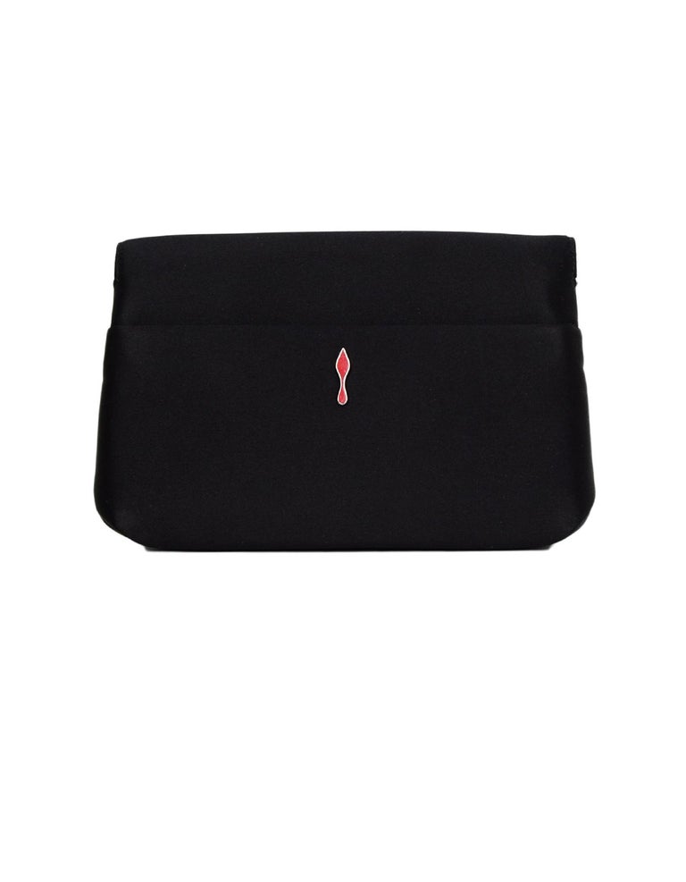 Christian Louboutin Black Satin Small Rougissime Clutch Bag For Sale at 1stdibs