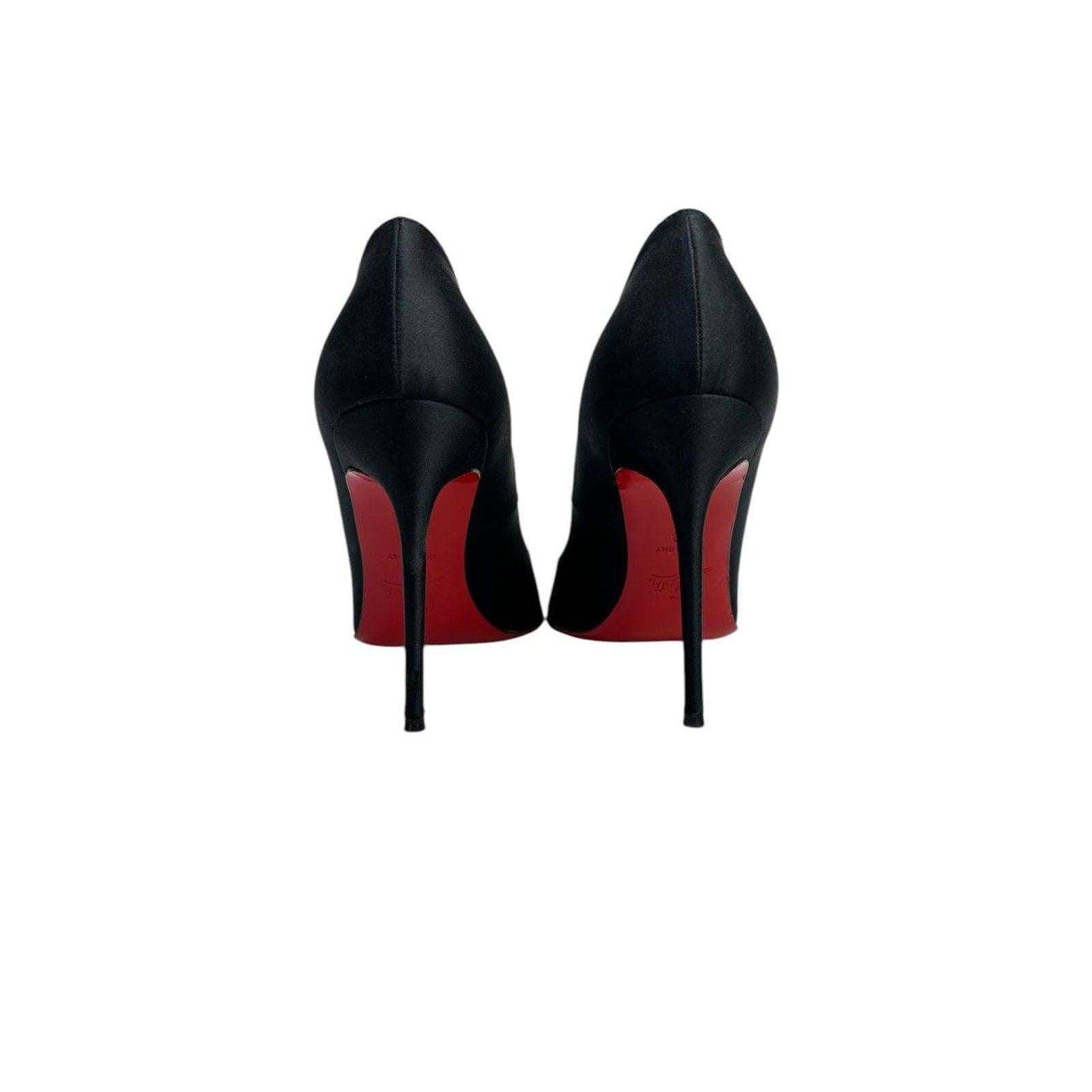 Donna Christian Louboutin Pumps in raso nero con tacco a spillo Sz.38 in vendita