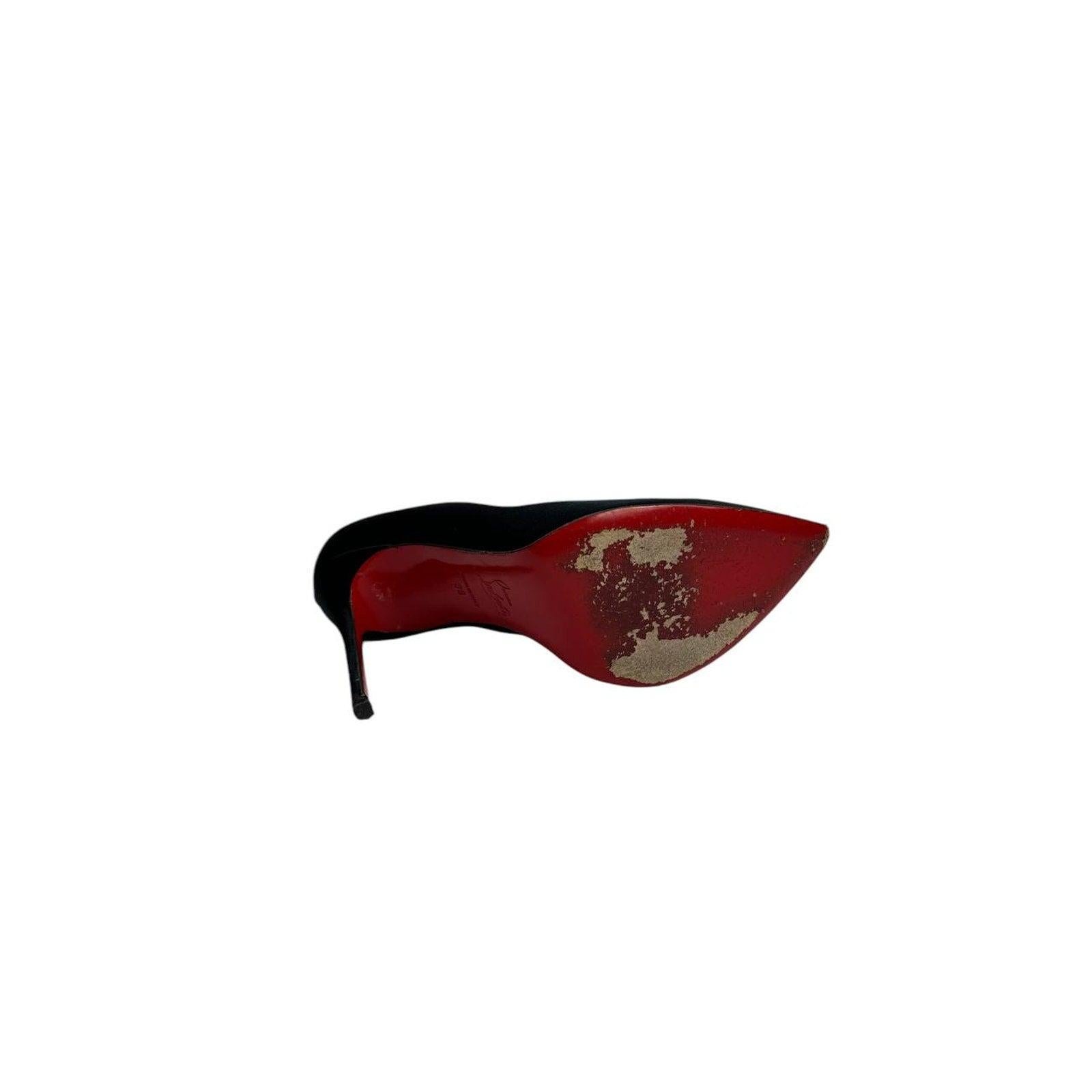 Christian Louboutin Pumps in raso nero con tacco a spillo Sz.38 in vendita 1