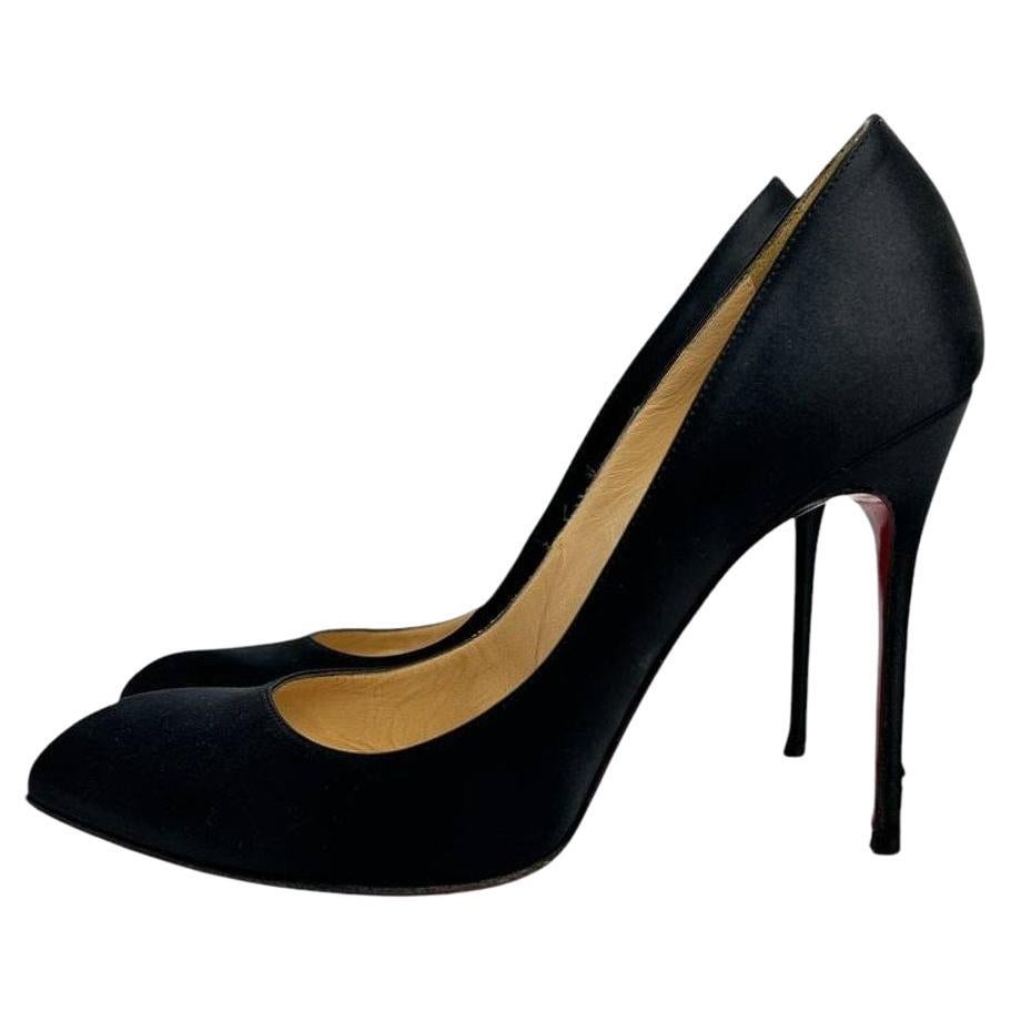 Christian Louboutin Noir Satin Stiletto Pumps Heels Sz.38