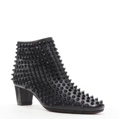 CHRISTIAN LOUBOUTIN black spike stud embellishment mid heel ankle boot EU37.5