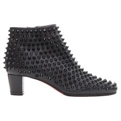 CHRISTIAN LOUBOUTIN black spike stud embellishment mid heel ankle boot EU37.5