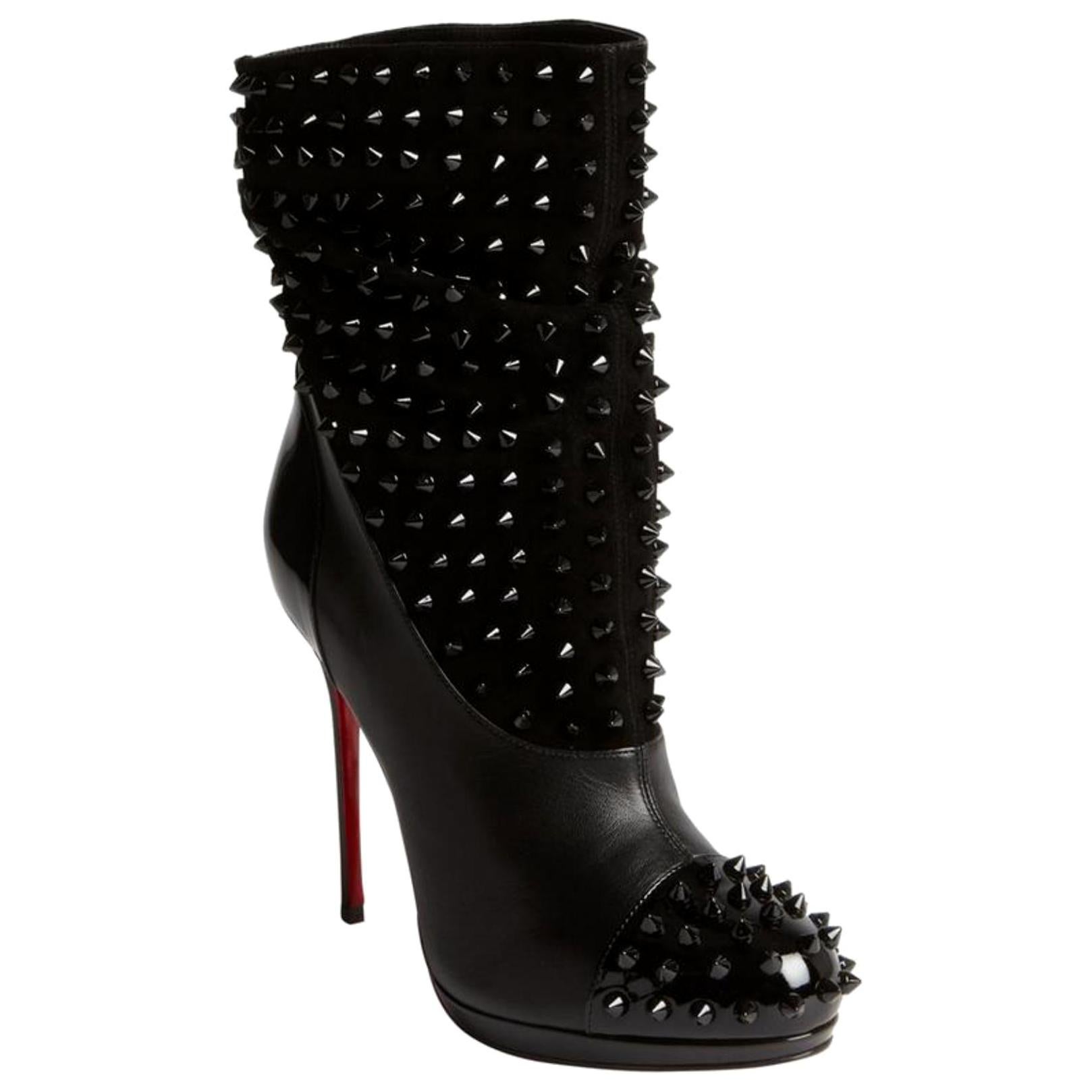 Christian Louboutin Black Spike Wars Ankle 43clr0627 Boots/Booties For Sale