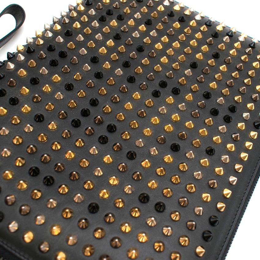 Christian Louboutin Black Spiked Leather iPad Case 27cm 2