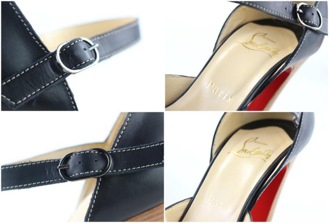 Christian Louboutin Black Strappy Open Toe 19clr1106 Platforms In Excellent Condition In Forest Hills, NY