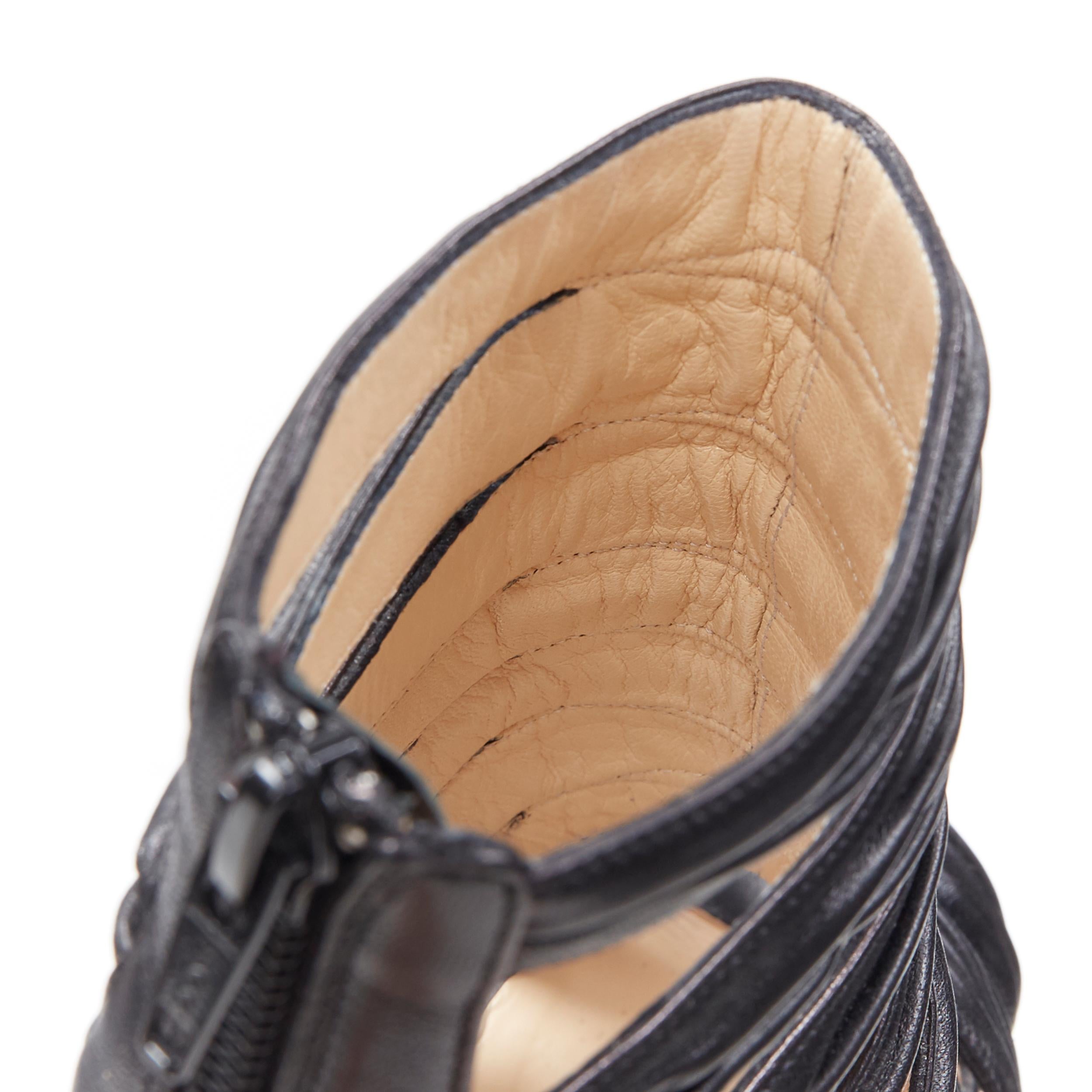 CHRISTIAN LOUBOUTIN black strappy open toe high heel ankle bootie sandal EU38 1