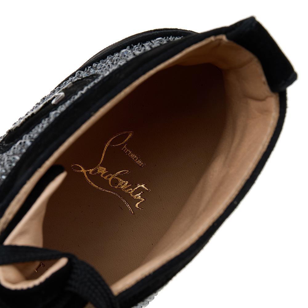Nero Christian Louboutin - Scarpe da ginnastica alte Louis in pelle scamosciata con strass neri - taglia 41