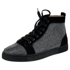 Christian Louboutin Schwarz Strass Wildleder Louis High Top Turnschuhe Größe 41