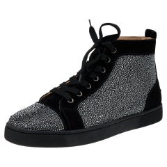 Christian Louboutin Black Strass Suede Louis High Top Sneakers Size 41