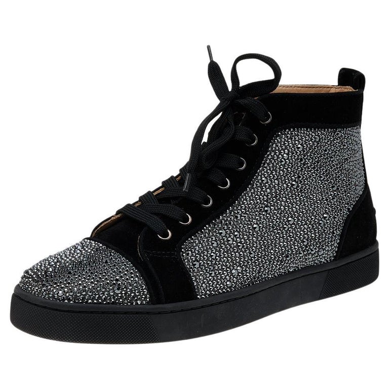 frimærke strå Dødelig Christian Louboutin Black Strass Suede Louis High Top Sneakers Size 41 For  Sale at 1stDibs | grey louboutins, louis strass, louboutin strass sneakers