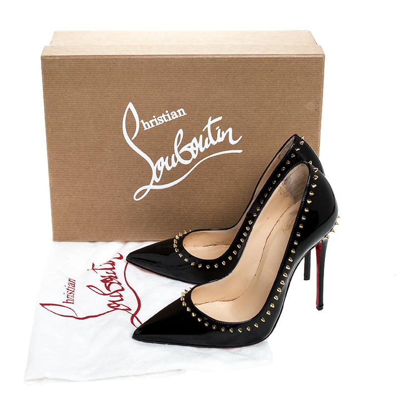 Christian Louboutin Black Studded Patent Leather Anjalina Pumps Size 36 4