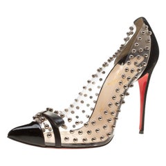 Christian Louboutin Black Studded PVC and Suede Pointed Toe Size 40.5