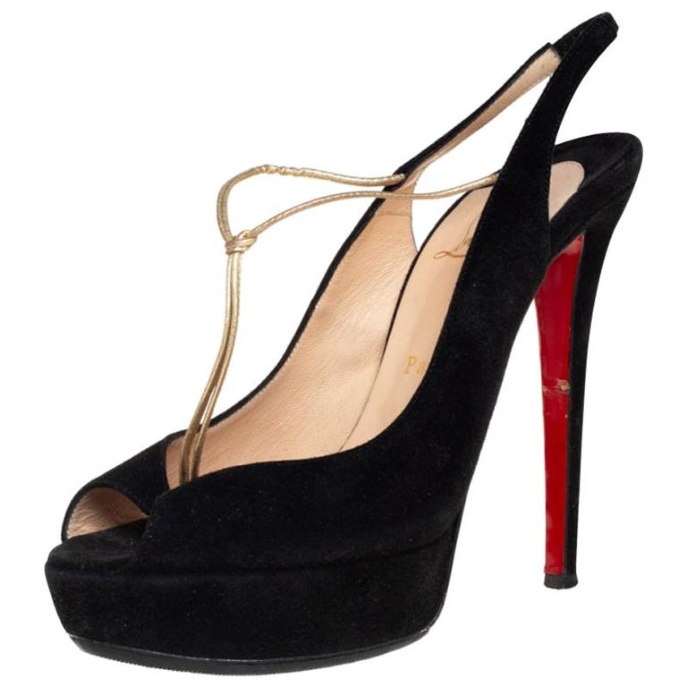 Fejl forlade Gum Christian Louboutin Black Suede Alta Spritney Slingback Sandals Size 38.5  For Sale at 1stDibs