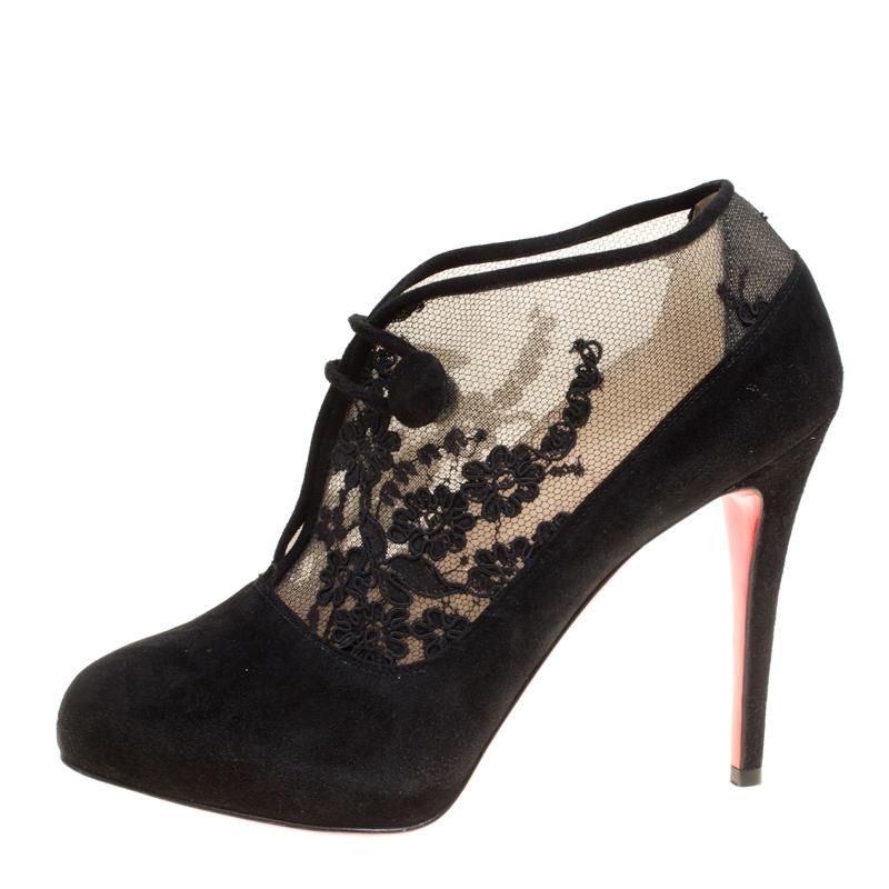 black lace louboutin heels