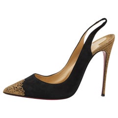 Christian Louboutin Black Suede And Glitter Almine Sandals Size 38