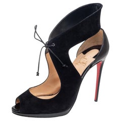 Christian Louboutin Black Suede And Leather Campanina Sandals Size 39