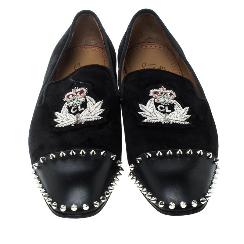 These exquisite loafers from Christian Louboutin deserve all your attention and will add sparks of luxury to your wardrobe! The black loafers are crafted from suede and leather and feature silver-tone spikes adorning the toes. The wonderful